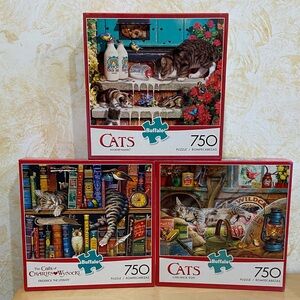 Buffalo Games Cat Puzzle Trio - Vibrant Colors - 750 pieces